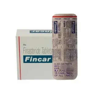 Buy Fincar 5MG for hair loss treatment, showcasing product label with dosage and manufacturer details.