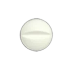 Smooth, round white pharmaceutical tablet with no visible markings or distinguishing features, typical of a modafinil medication.