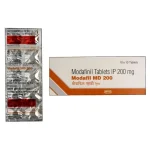 Modafil MD 200MG tablets packaging and blister pack containing Modafinil.