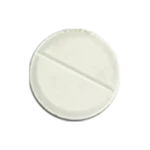 Single round, white pharmaceutical tablet