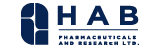 HAB Pharmaceuticals and Research Ltd logo in dark blue text with a stylized 'HAB' design.