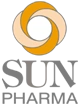 Sun Pharmaceuticals logo featuring an orange and beige circular design above the company name in gray text.