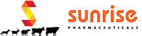 Sunrise Pharmaceuticals logo with a colorful abstract 'S' design and orange text.