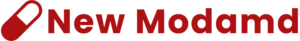 A red pill icon followed by the text "New Modamd" in bold red font.